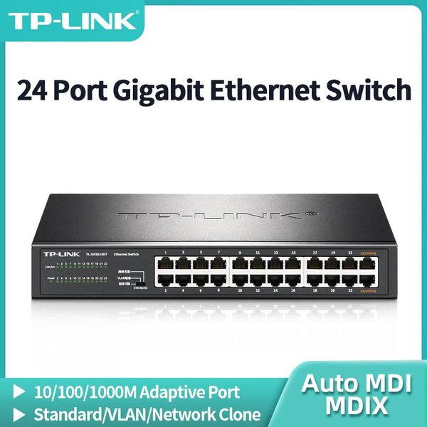 Commutateurs TPLINK 24 Port Gigabit Ethernet Switch 1000baset Networking Hub Internet Splitter Rack monté VLAN AUTO MDI / MDIX TLSG1024DT