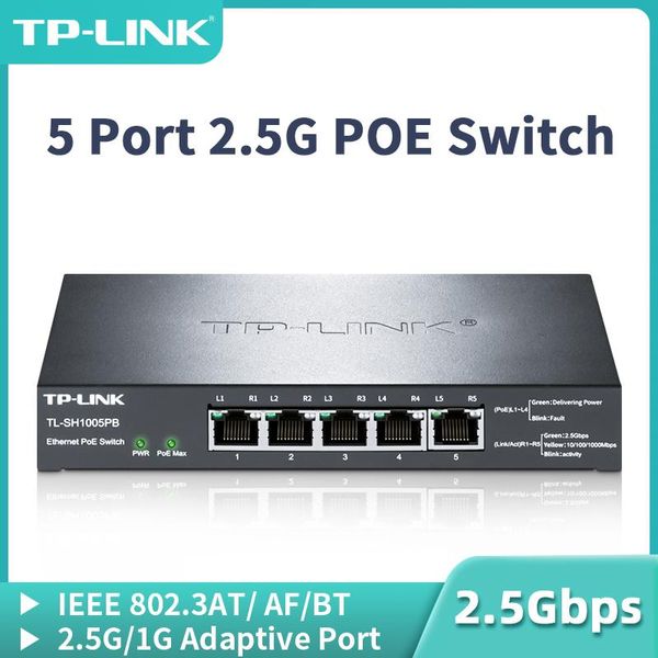Commutateurs TPLINK 5 Port 2.5G POE Switch 2,5 gbaset Commutateur réseau RJ45 2500 Mbps