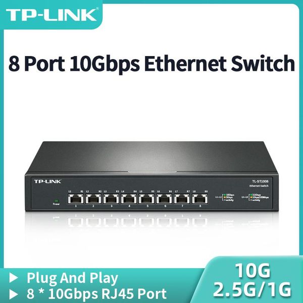 Commutateurs TPLINK 8 Port 10 Gbps Interrupteur Ethernet 10000 Mbps Réseau Switcher RJ45 Plug et lecture Networking Hub Internet Splitter TLST1008