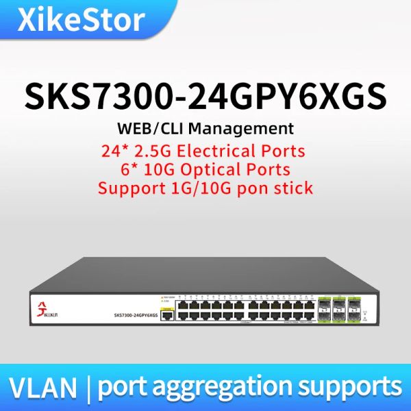 Commutateurs Xikestor 2.5g commutateur 30 ports l2 géré 6 port 10 Go Ethernet Internet Splitter de port VLAN AGRÉGATION Web / CLI Gérer