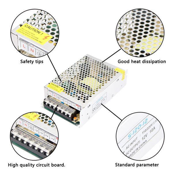 Alimentation de commutation DC 5V 6V 9V 18V 15V 18V 660W Transformateur lumineux AC 100-240V Adaptateur source SMPS pour les bandes LED CCTV