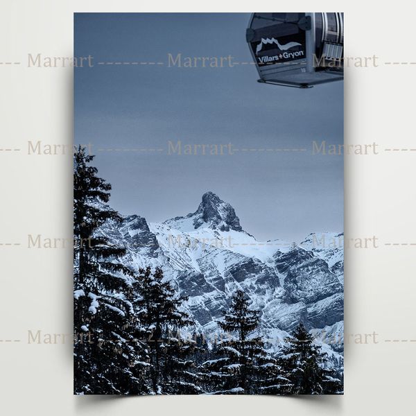 Suisse Alps Ski Rester Landscape Photo Imprimés Paysage Swiss Mur Imprimé Snowy Mountains Canvas Peinture Home Decoration
