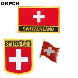 Badge drapeau suisse, 3 pièces, ensemble de patchs pour vêtements, décoration DIY, PT0149-3