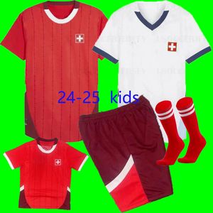 Switzerland Soccer Jerseys 2024 Euro Cup Swiss National Team Elvedi Akanji Zakaria Sow Rieder Embolo Shaqiri Home Away Football Shirts Kids Tamaño 16 - 4xl