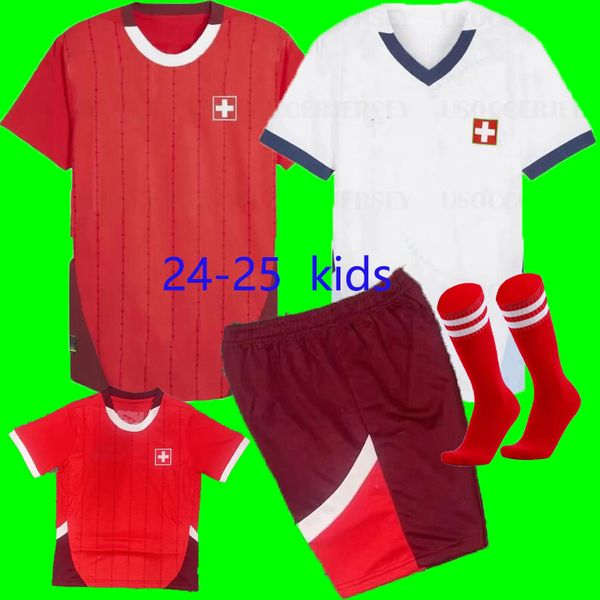 Suisse Soccer Jerseys 2024 Euro Cup Swiss National Team Elvedi Akanji Zakaria Sow Rieder Embolo Shaqiri Home Football Shirts Kids Taille 16 - 4xl