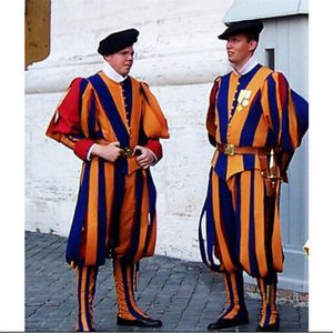 Zwitserland Soldaten Cosplay Kostuum Pauselijke Zwitserse Garde Uniform Carnaval costume239c