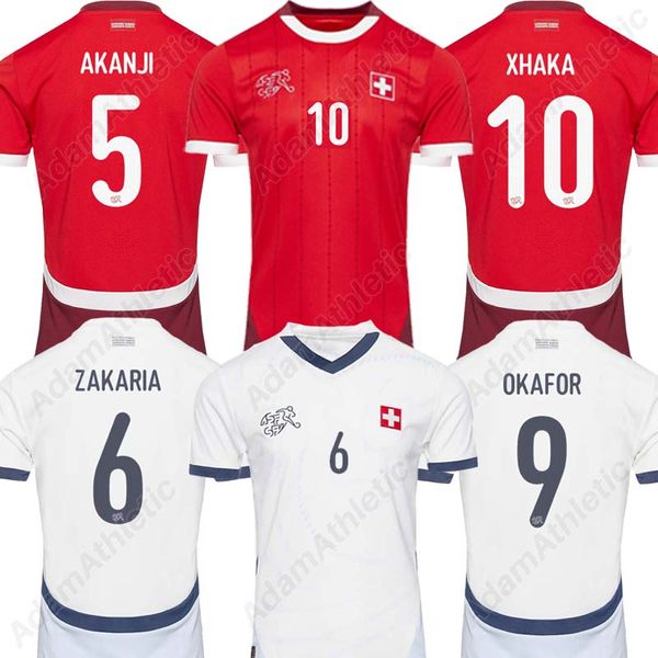 Switzerlands Jersey 2024 Akanji Shaqiri Camisa de fútbol suizo 24 25 Zakaria Okafor Elvedi Soccer Jerseys