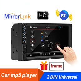 Double 2 Din Car Stereo MP5 Player 7 pouces tactile écran tactile Bluetooth USB AUX Radio Receiver dans Dash Head Unit Camera