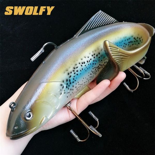 Swolfy 1pc 134g 400g Big Size Bât de poisson doux Llles de pêche en mer Swimbait isca artificiel appât souple de pêche de pêche T200602248H