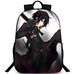 Sword Art Online Sac à dos Kirigaya Kazuto Daypack Kirito Sac à école Cartoon Packsack Print Rucksack Photo Photo Schoolbag Day Day Pack