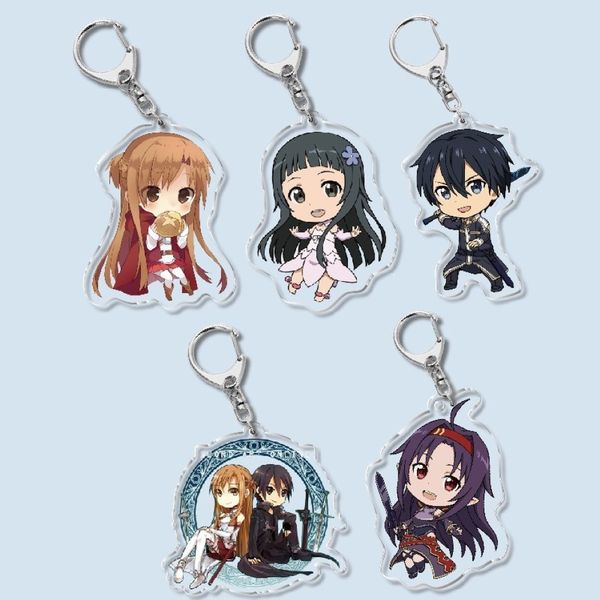 Sword Art Online Key Chain Man acrylique mignon jeu drôle clés cale de clés femme Kids Keyring Girls Llavero Keychain bijoux Portachiai 307k