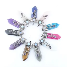 Sword Reiki Pendulum hanger ketting heren sieraden natuursteen kristal kwarts agaat enz. Europa en Amerika Charms Amulet Accessories BN419