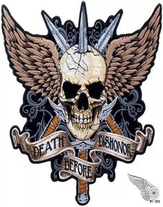Sword Skull Death Avant Dishonor Punk Motorcycle Biker Club MC Back Jacket Motorcycle Racing Patches Broidered 7929048