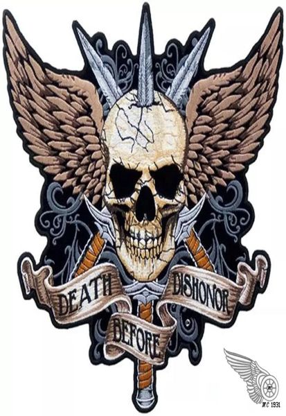 Sword Skull MORT AVANT DES DESSORIEUR PUNK MOTOBYCER Club MC Back Jacket Motorcycle Racing Broidered Patches 4205045