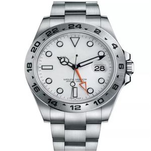 SX Asia – montre GMT pour hommes, 42mm, cadran blanc et noir, aiguille Orange, en acier inoxydable, Explorer, mécanique et automatique, 254h, 216570