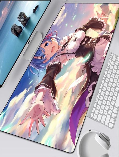 SXEY Re Zero Chica de Anime, alfombrilla de ratón grande para juegos, bloqueo en los bordes, alfombrilla para teclado, alfombrilla de escritorio, alfombrilla para mesa, alfombrilla para jugador para CSGO Manga3743052
