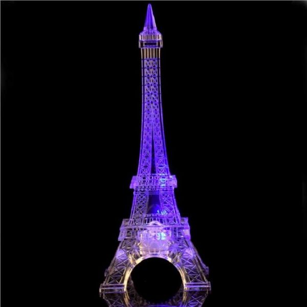 SXI Tour Eiffel Décor Lumière Colorée LED Veilleuse Style Paris Lampe de Bureau pour Chambre Cadeau d'anniversaire Romantique pour Enfants Gâteau de Fête 233k