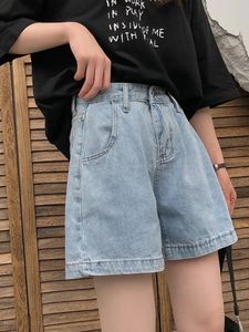 SXL dames denim korte hoge taille vrouwelijke Koreaanse preppy stijl zomer dames wide been een lijn shorts jeans voor 78189 240409