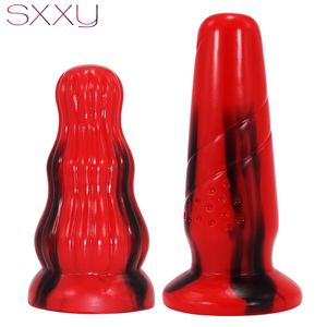 SXXY-juguetes anales sexys para mujer, consolador de silicona curvo relleno, tapón Anal grueso, masaje Anal colorido, estimulador lésbico para masturbación