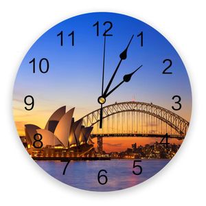Sydney Australia Opéra House Sunset Bridge Sea Modern Design Clocks Wat Watch Hanging Art Creative Home Living Room Decor 240528