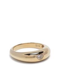 Sydney Evan Anillo de sello Puffy Band en oro amarillo de 14 kt con diamantesAnillo de sello con diamantes Puffy Band en oro amarillo de 14 kt, joyería, anillo de compromiso, diseñador personalizado para oro rosa