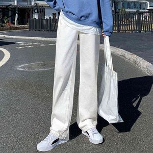 Syiwidii Baggy blanc taille haute jean pour femmes mode Denim pantalon pleine longueur bleu ciel Vintage Streetwear pantalon 211129