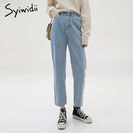 Syiwidii Jeans taille haute pour femmes Pantalons en denim droits Sky Blue Vêtements Demin Casual Vintage Streetwear Spring Fashion 210708