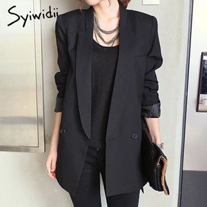 Syiwidii blazer noir irrégulier femmes blazers et vestes long manteau mode coréenne vêtements d'hiver grande taille Office Lady 210417