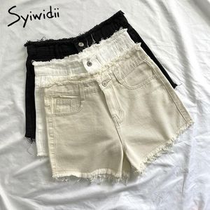 Syiwidii Jean Shorts pour femmes été grande taille Denim vêtements butin taille haute sweatshorts mode gland blanc noir 2021 femmes