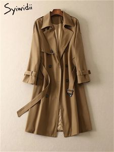 Syiwidii Long Trench Coat pour femmes veste printemps mode coréenne Vintage Streetwear col rabattu ALine coupe-vent 240123