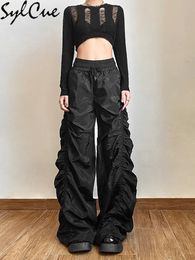 Sylcue Fashion Trend personnalisé Selfconsidence Confidence Avantgarde Cool Allmatch Casual Loose Girl High Wide Land Lantern Pants 240412