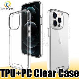 Anti-kras transparante telefoonhoesjes voor iPhone 15 14 Plus 13 Pro Max 12 11 XS XR Clear Back Cover TPU PC beschermhoes izeso