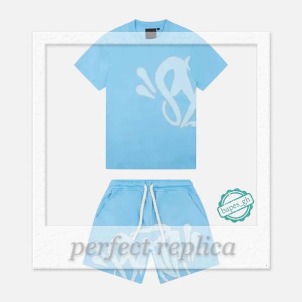Syna – survêtements pour hommes, bleu, chemise Central Cee, ensemble d'été imprimé, tendance, manches courtes, vêtements, chemises, 2023, 820