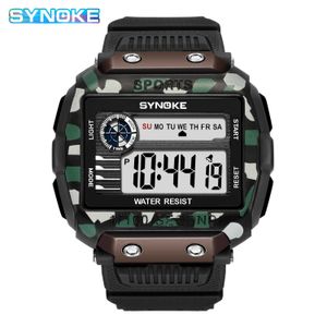 SYNOKE grande montre carrée Camouflage hommes montres montre de sport militaire numérique multi-fonction montre-bracelet 2021 nouvelle livraison directe G1022