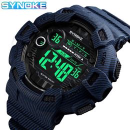 Relojes de pulsera digitales de marca SYNOKE, reloj vaquero resistente al agua para hombre, reloj de pulsera deportivo de choque militar, reloj masculino 9629 2300E