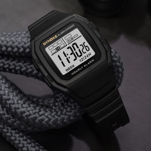 SYNOKE hommes montres de sport numériques affichage LED minuterie 12/24 heures montre-bracelet électronique numérique horloge étanche Reloj Hombre 9023