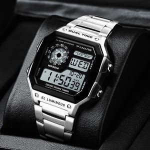 SYNOKE Herenhorloge Waterdichte metalen band Digitaal horloge Elektronische klok Schokbestendig Sporthorloges voor heren Relogio Masculino