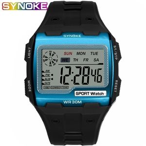 Synoke Mens Square Digital Watch Luminous multifunctionele grote dial sport waterdichte man horloge led display digitale polshorloge 220530