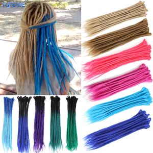 Extensions de dreadlocks synthétiques 100% faites à la main Faux Locs Crochet Tresse Cheveux Style Hip-Hop 20 pouces 10 StrandsPack pour femmes Bleu 240226