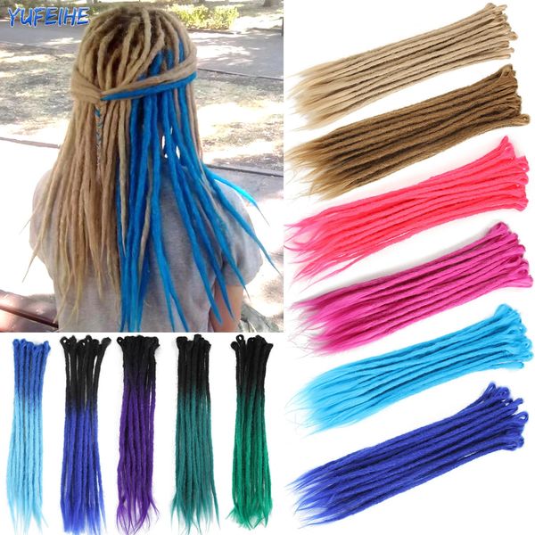 Extensiones de rastas sintéticas 100% hechas a mano, pelo trenzado de ganchillo, estilo Hip-Hop, 20 pulgadas, 10 hebras, paquete para mujer, azul, 240226