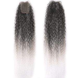 Afro synthétique Afro Curly Poules de cheveux bouclées Extensions avec fermeture 24/26/28 pouces Black Gris White Cair