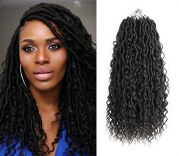 Sintético Boho River Faux Locs Crochet Hair Estilos Boho Trenzas de ganchillo con dejar fuera el cabello rizado River Locs Faux Locs Cabello trenzado ondulado 18 pulgadas