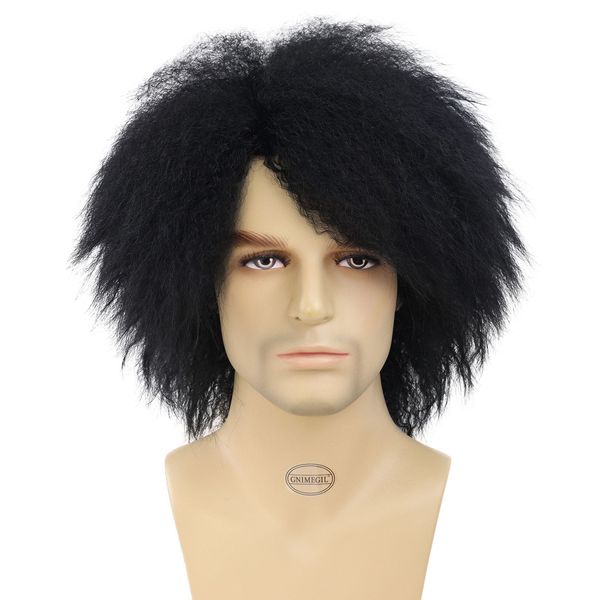 Perruque synthétique Bombshell pour homme Big Loose Hair Yaki Perruque droite des années 1960 Costume Big Perruques pour hommes Rocker Wig Disco Partyfactory d