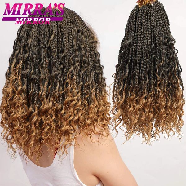 Boîte synthétique tresses cheveux au Crochet avec extrémité bouclée 14 pouces déesse Omber tressage pour femmes Afro 240110