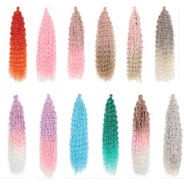 Trenza sintética Ariel Curl Hair Extensions Water Wail Wave Grochet Crochet Ombre Color de 22 pulgadas Brail de ola de profundidad Cabello