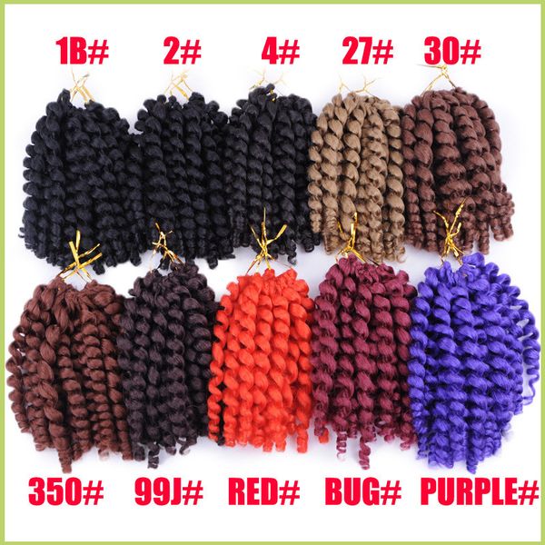 Extensiones de cabello trenzado sintético Wand Curl Trenzas Cabello falso Afro Kinky Twist Crochet Hairs para mujer negra