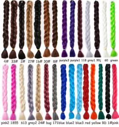 Tressage synthétique Hair Crochet Traids Extensions de cheveux One Piece 82 pouces Kanekalon Fibre tresse 165 gpiece Couleur pure Jumbo Braid 6784272