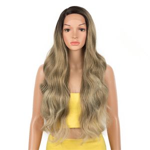 Wigs de cosplay synthétique pour femme en dentelle colorée perruque avant naturel perruque à chaleur Résistante moyenne de 30 pouces Faux cheveux