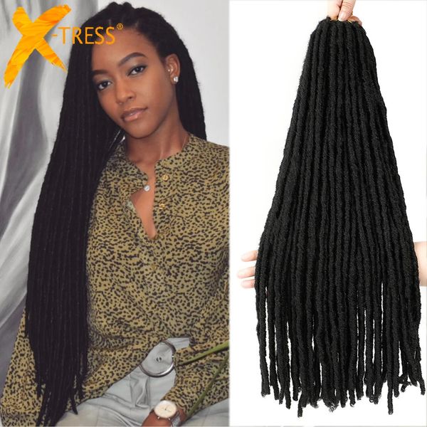 Extensions de cheveux en crochet synthétique dreadlocks dreadlocks ombre marron coloré x-stress soft raide locs locs tresses cheveux pour femmes 240506