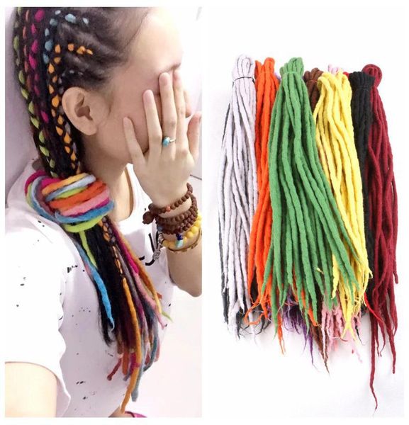Synthetische Häkelzöpfe Haar Nepal Filzwolle Dreadlocks Synthetische Flechten Haarverlängerungen 90 cm 120 cm 24 Farben Beliebt7605806